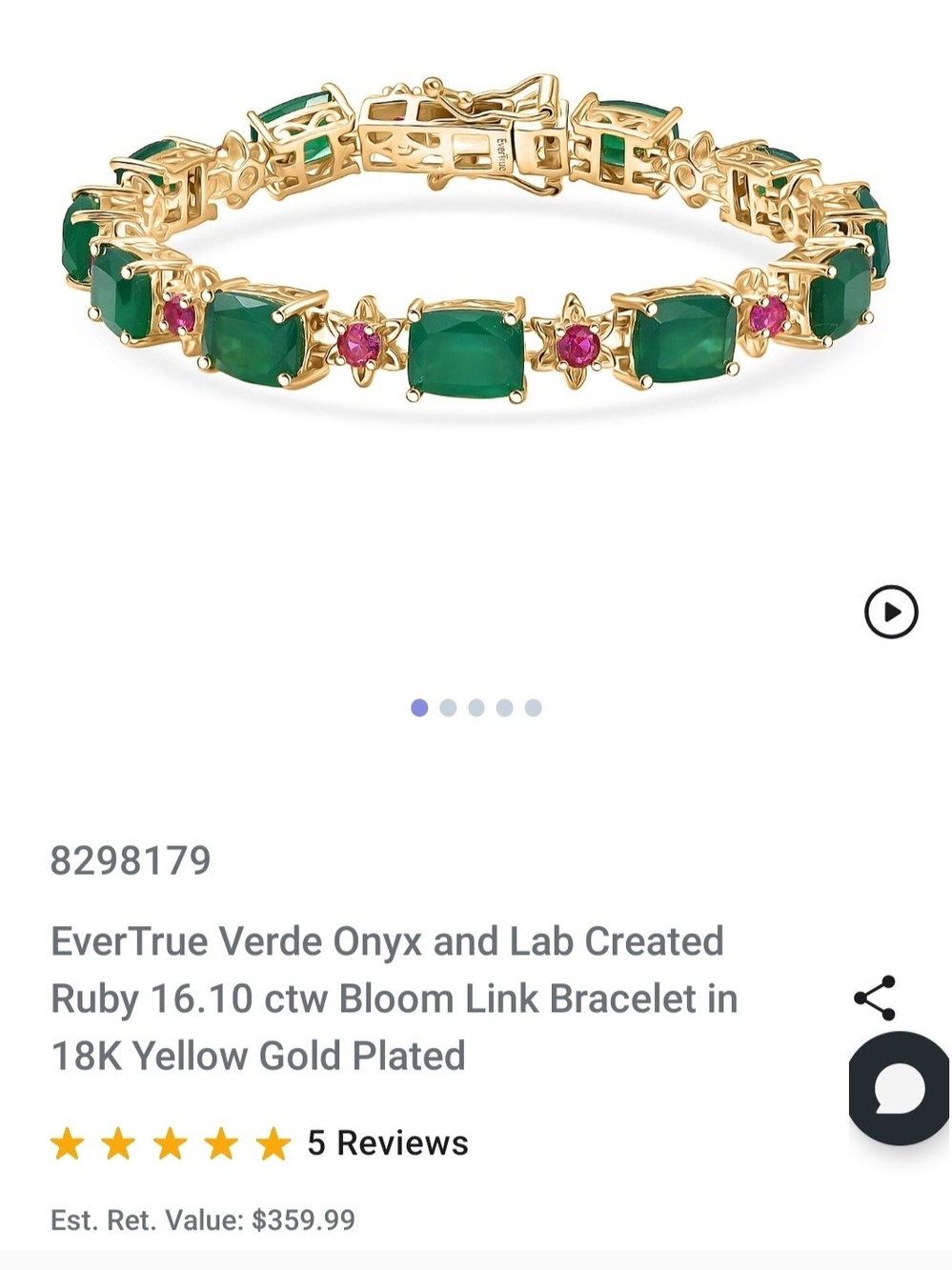 Verde Onyx and Ruby Bloom Link Bracelet in Green and Pink